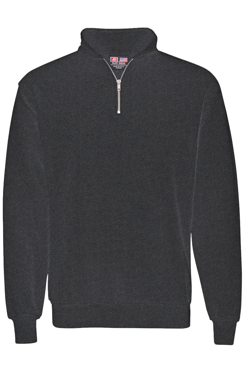 Shop Made in USA Quarter-Zip Pullover Sweater from YOLO Golf-2025. Charcoal long-sleeve pullover with cadet collar and sleek fit for men.