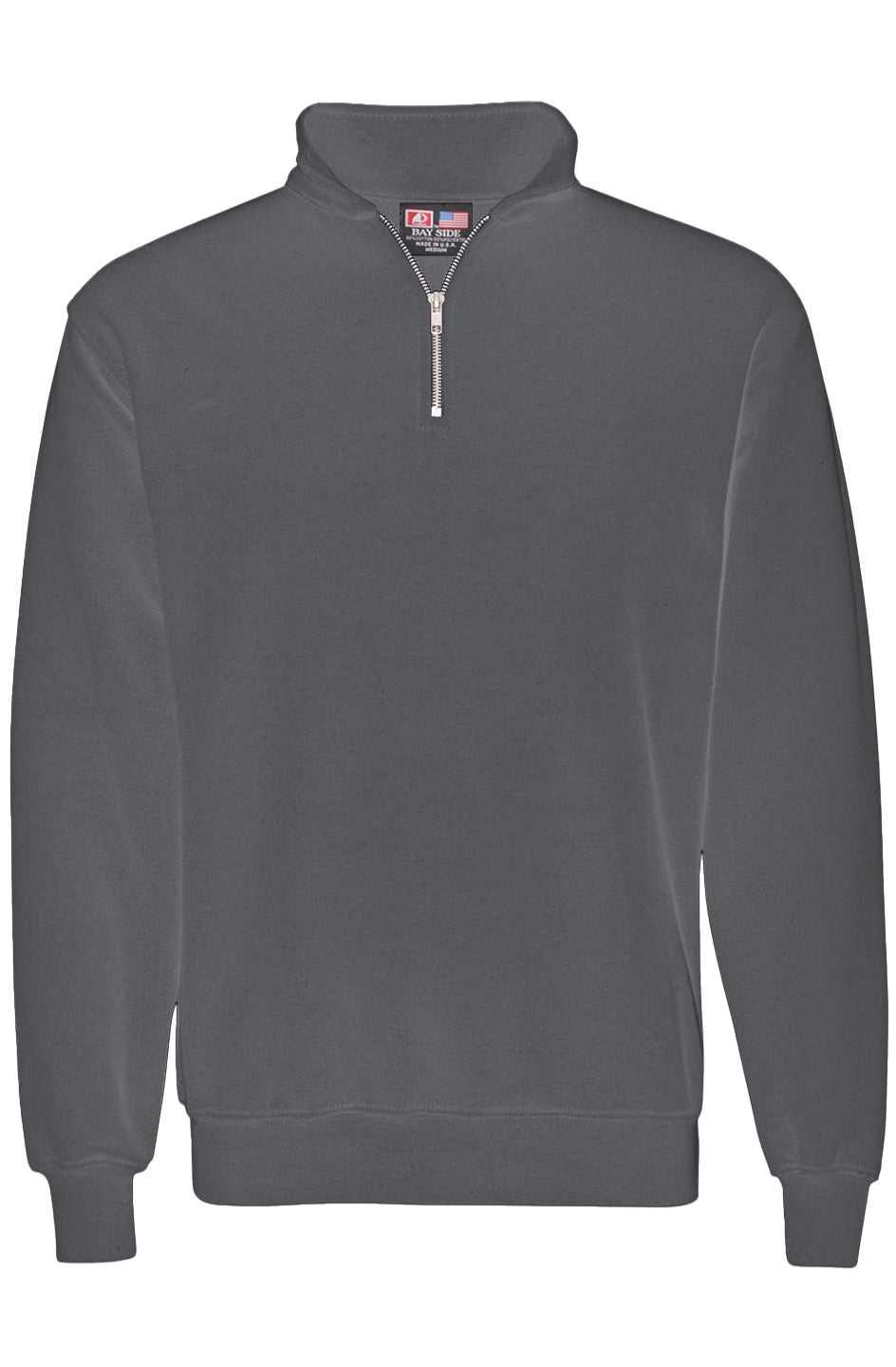 Shop Made in USA Quarter-Zip Pullover Sweater from YOLO Golf-2025. Gray long-sleeve pullover with cadet collar and sleek fit for men.