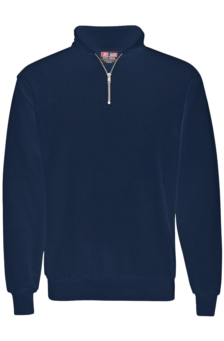 Shop Made in USA Quarter-Zip Pullover Sweater from YOLO Golf-2025. Navy long-sleeve pullover with cadet collar and sleek fit for men.