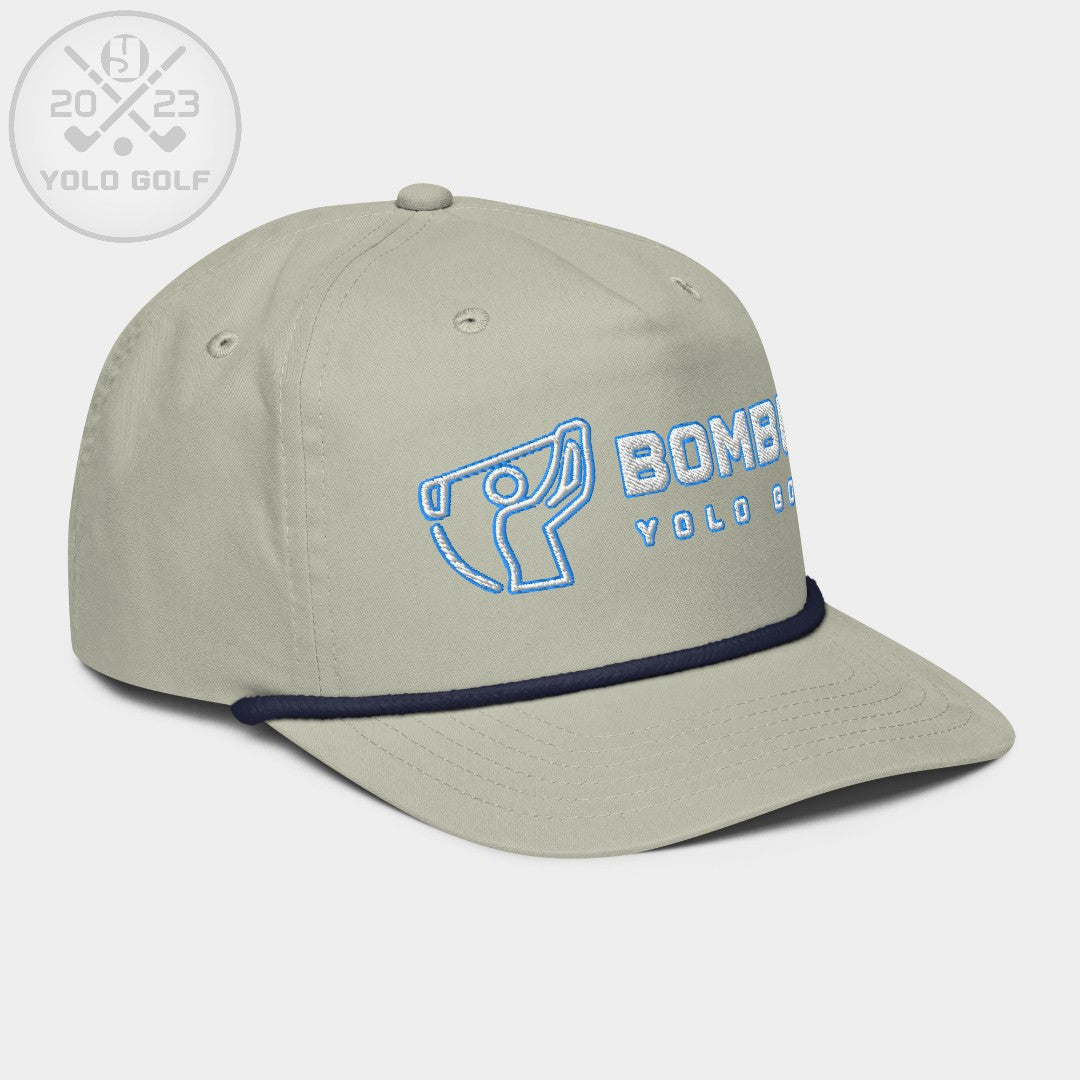 Shop "Bomber" Golf Rope Cap (White Teal Embroidery) on sale