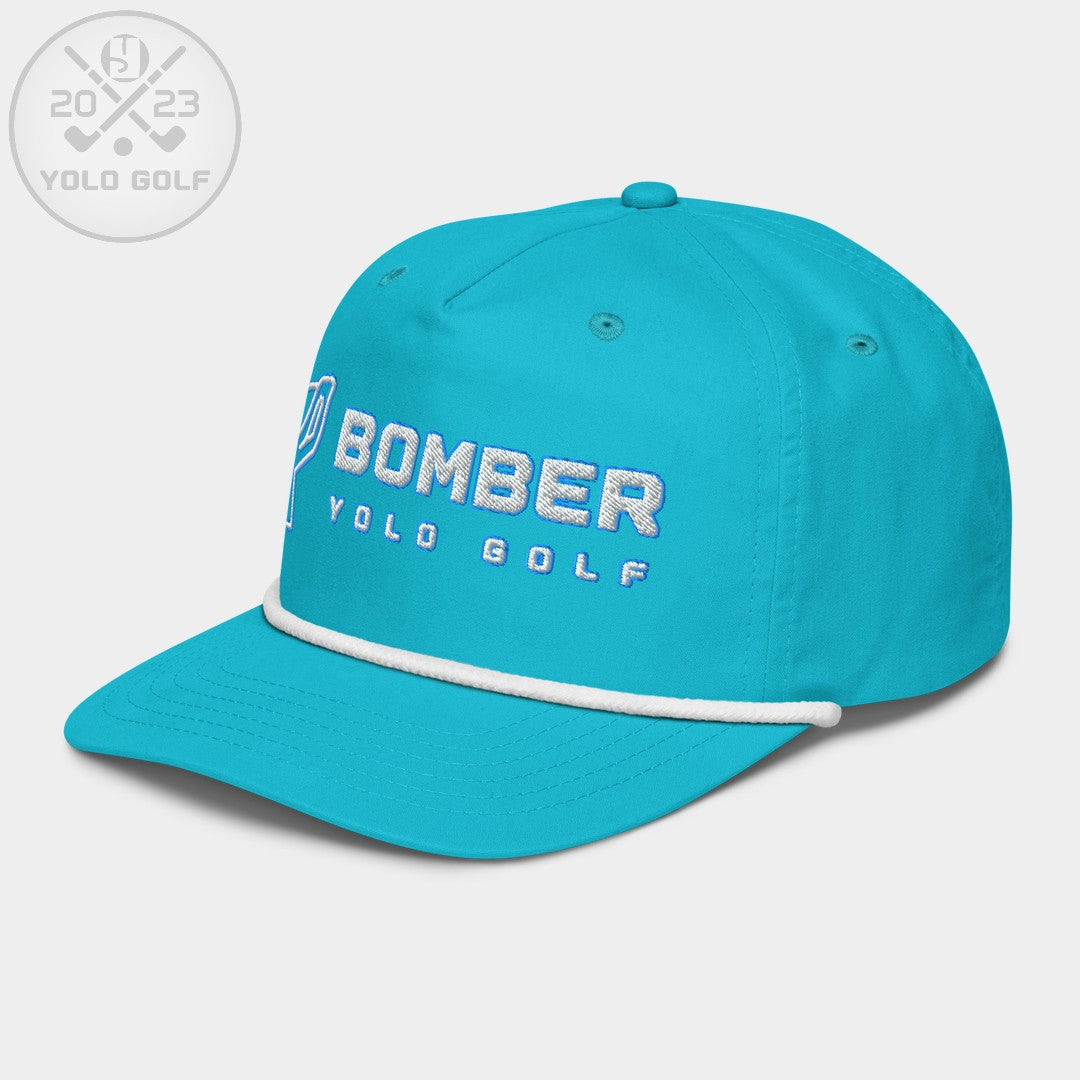 Shop "Bomber" Golf Rope Cap (White Teal Embroidery) on sale