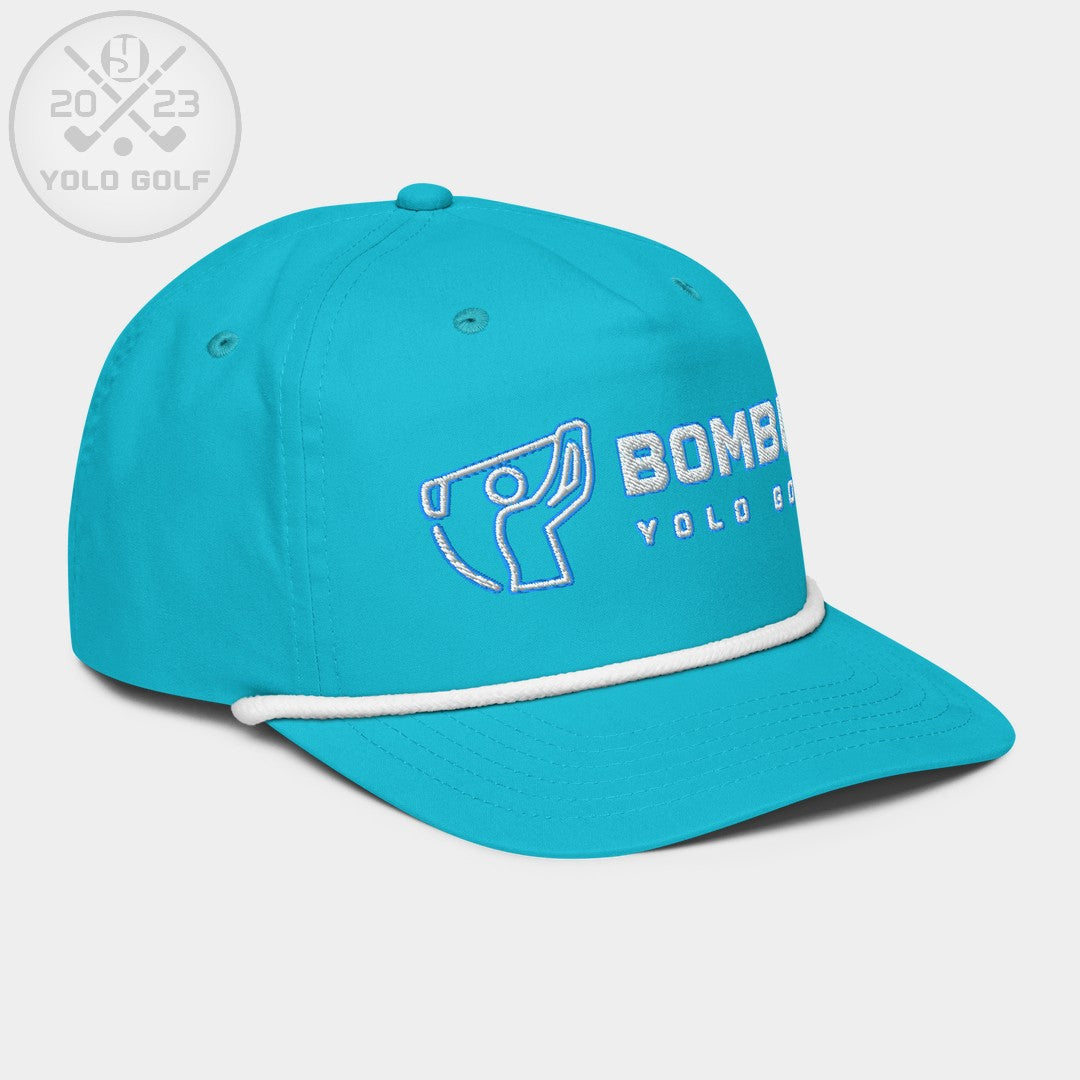 Shop "Bomber" Golf Rope Cap (White Teal Embroidery) on sale