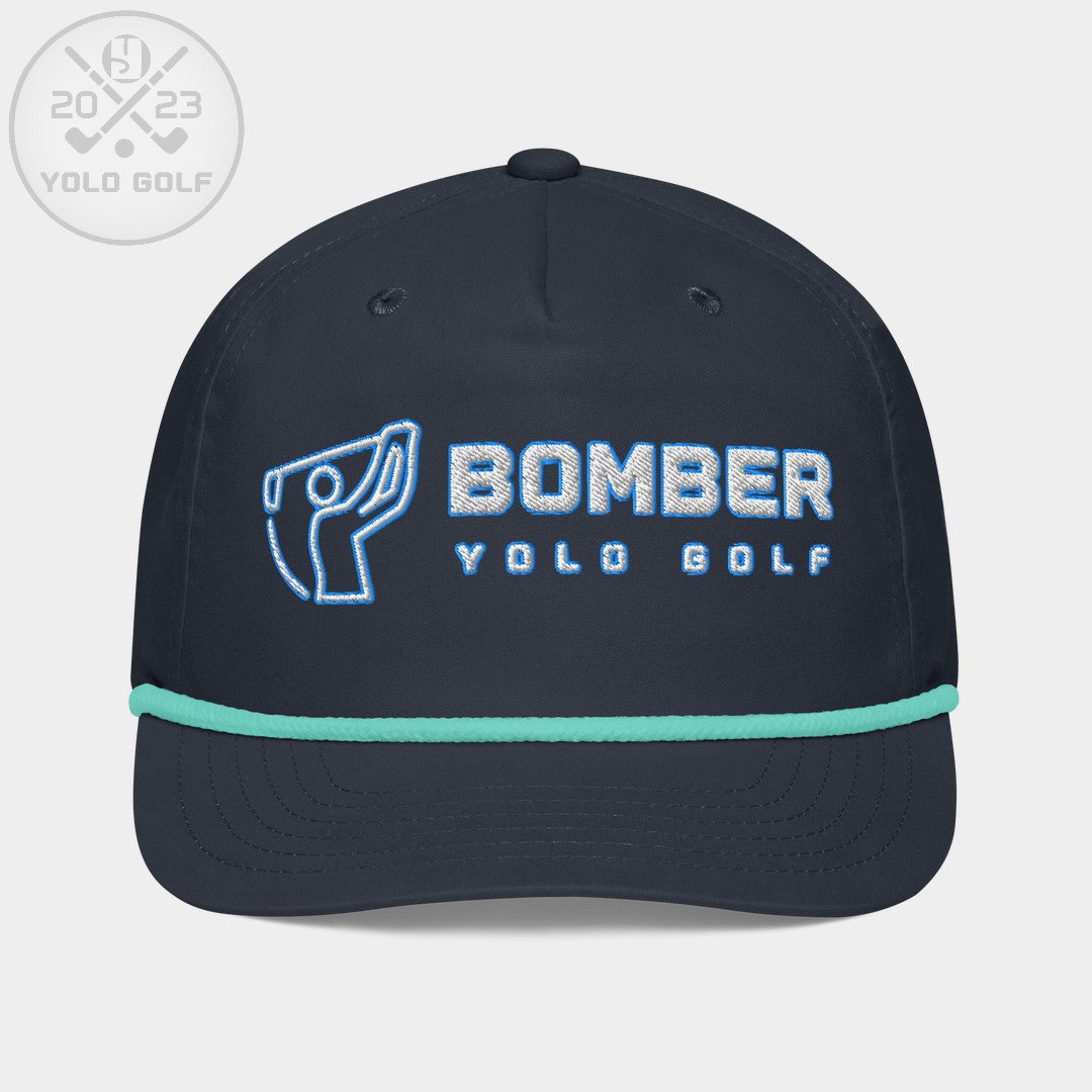 Shop "Bomber" Golf Rope Cap (White Teal Embroidery) on sale