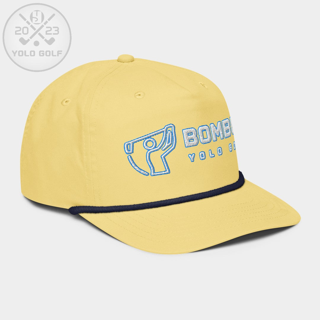 Shop "Bomber" Golf Rope Cap (White Teal Embroidery) on sale