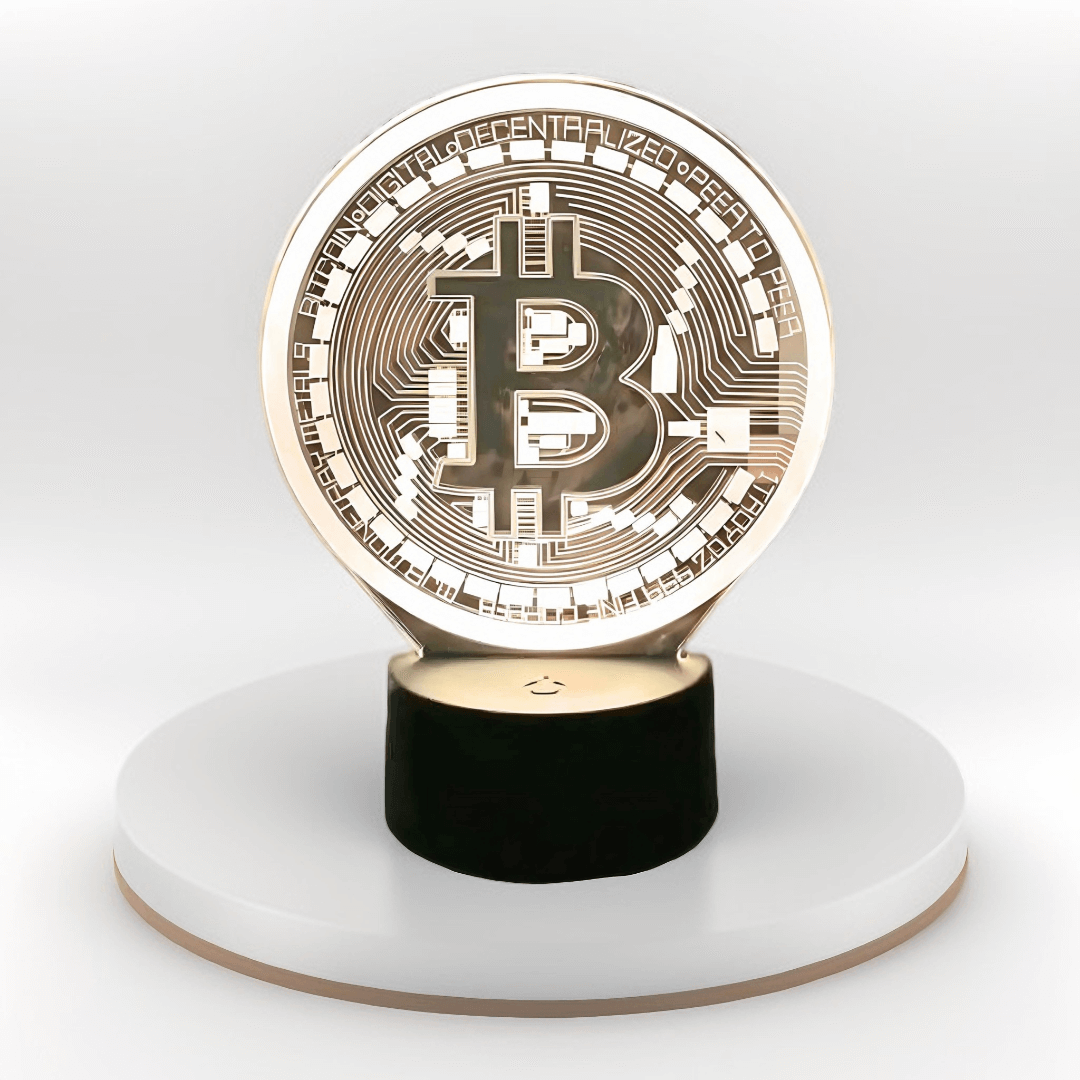CryptoGlow: The Bitcoin Beacon 3D LED Desk Lamp | Table Lamp | Home Office Decor | Statement Piece