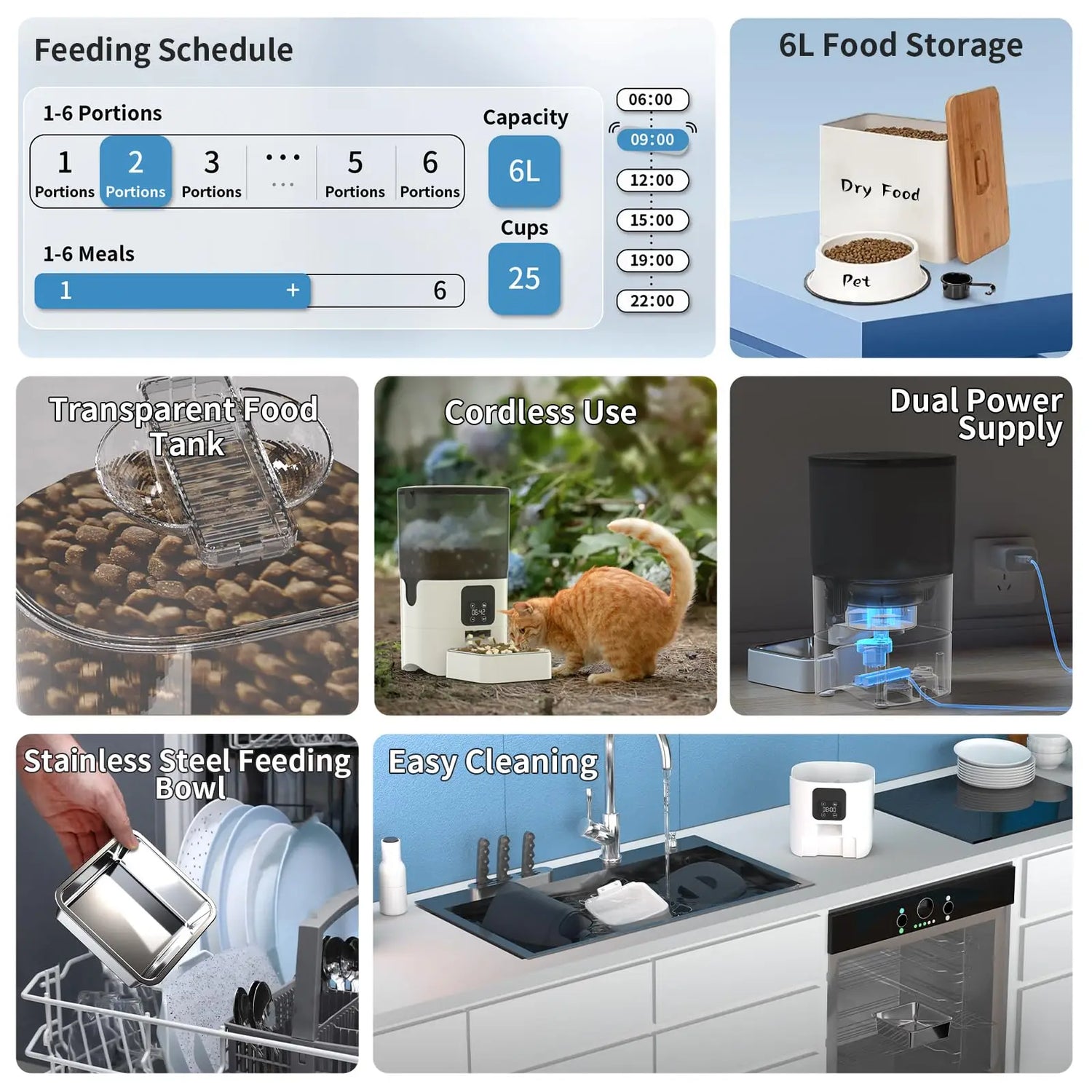 Automatic Pet Feeder | 6L Large Food Storage | Digital Timer