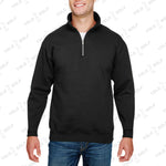 Shop Made in USA Quarter-Zip Pullover Sweater from YOLO Golf-2025. Black long-sleeve pullover with cadet collar and sleek fit for men.