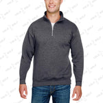 Shop Made in USA Quarter-Zip Pullover Sweater from YOLO Golf-2025. Charcoal long-sleeve pullover with cadet collar and sleek fit for men.