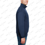 Shop Made in USA Quarter-Zip Pullover Sweater from YOLO Golf-2025. Navy long-sleeve pullover with cadet collar and sleek fit for men.