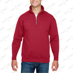 Shop Made in USA Quarter-Zip Pullover Sweater from YOLO Golf-2025. Red long-sleeve pullover with cadet collar and sleek fit for men.