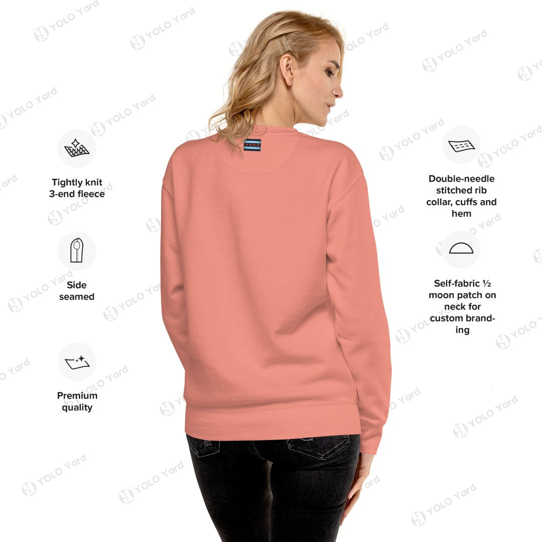 Peach YOLO-Chicago Flag Ultra-Soft Premium Crew Neck Sweater with premium features like double-needle stitching and side-seamed construction.