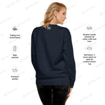 Navy blue YOLO-Chicago Flag Ultra-Soft Premium Crew Neck Sweater with premium features like double-needle stitching and side-seamed construction.