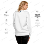 White YOLO-Chicago Flag Ultra-Soft Premium Crew Neck Sweater with premium features like double-needle stitching and side-seamed construction.