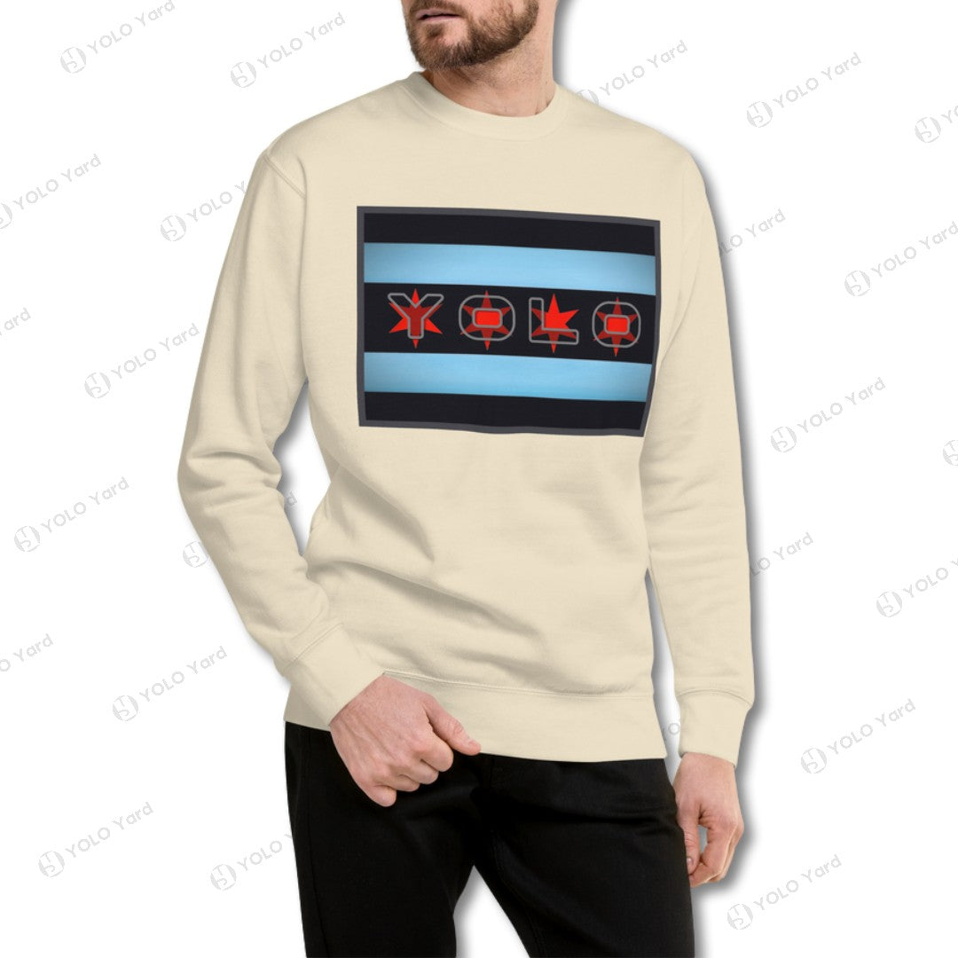 YOLO-Chicago Flag Ultra-Soft Premium Crew Sweater