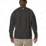 Back view of charcoal gray YOLO-Chicago Flag Ultra-Soft Premium Crew Neck Sweater highlighting its clean design and premium stitching details.