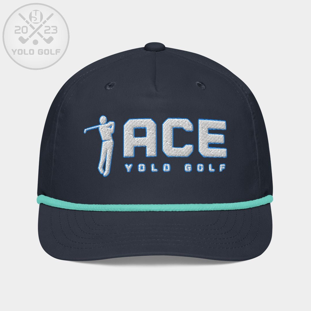 Shop "Ace" Golf Rope Cap (White Teal Embroidery) on sale