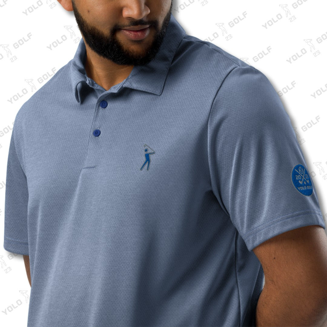 Space-Dyed Polo Shirt YOLO Golf-adidas X Signature Blue Edition featuring moisture-wicking fabric, stylish design, and premium quality for activewear.