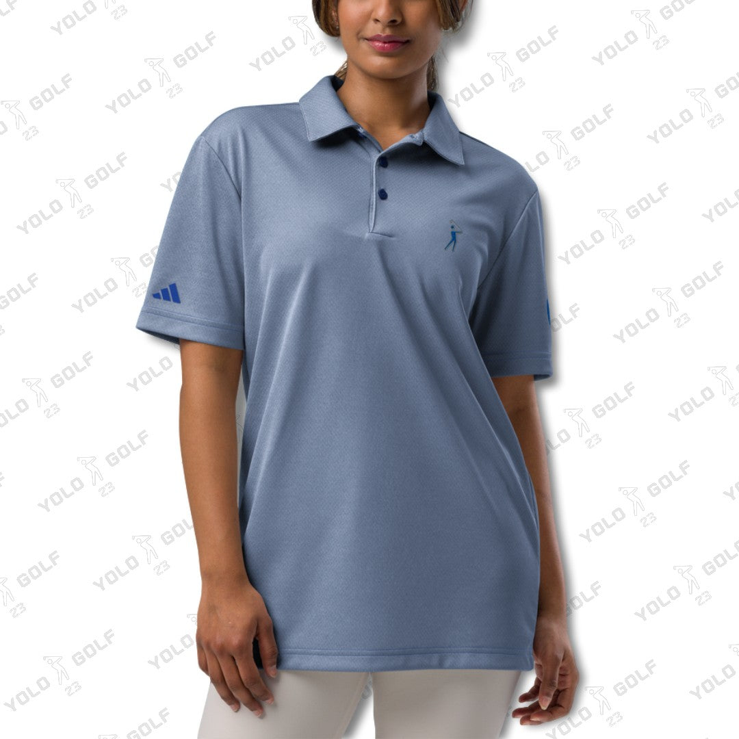 Space-Dyed Polo Shirt YOLO Golf-adidas X Signature Blue Edition featuring moisture-wicking fabric, stylish design, and premium quality for activewear.