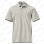 Space-Dyed Polo Shirt from YOLO Golf-adidas X in Heather Gray with modern fit and sleek space-dyed pattern, ideal for golf and athleisure wear.