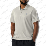 Space-Dyed Polo Shirt from YOLO Golf-adidas X in Heather Gray with modern fit and sleek space-dyed pattern, ideal for golf and athleisure wear.