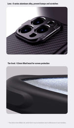 Aramid Fiber iPhone Case Lens Bracket-Stand Magnetic Charging Carbon Fiber Pattern trending Phone Case YOLO Yard MagSafe