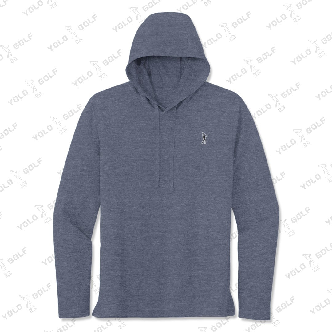 Navy Tri-Blend Moisture-Wicking Long Sleeve Hoodie from YOLO Golf Sportswear Activewear 