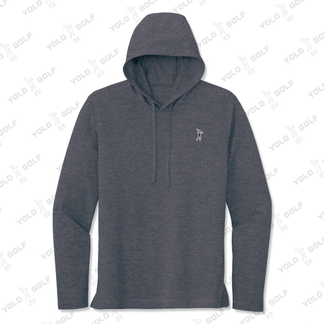 Gray Tri-Blend Moisture-Wicking Long Sleeve Hoodie from YOLO Golf Sportswear Activewear 