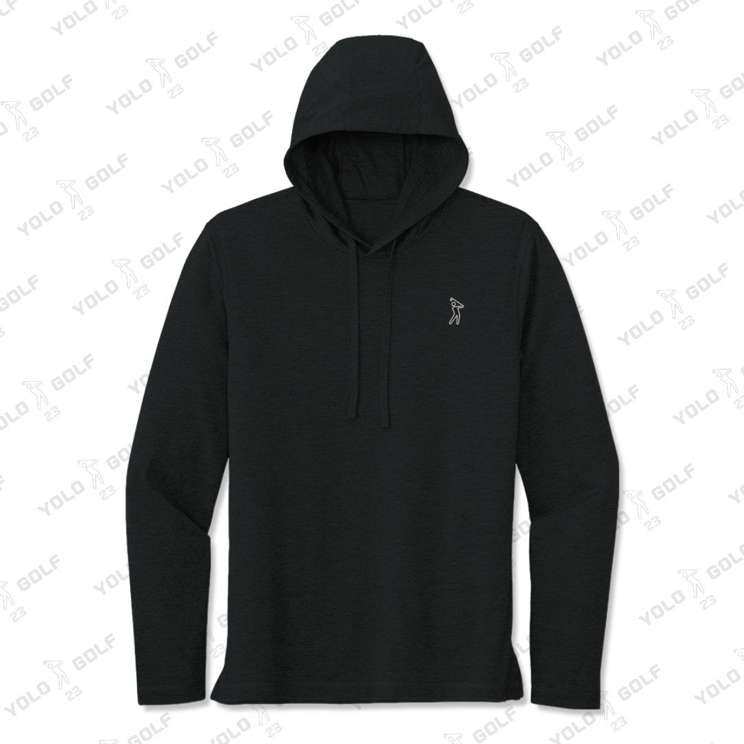 Black Tri-Blend Moisture-Wicking Long Sleeve Hoodie from YOLO Golf Sportswear Activewear 