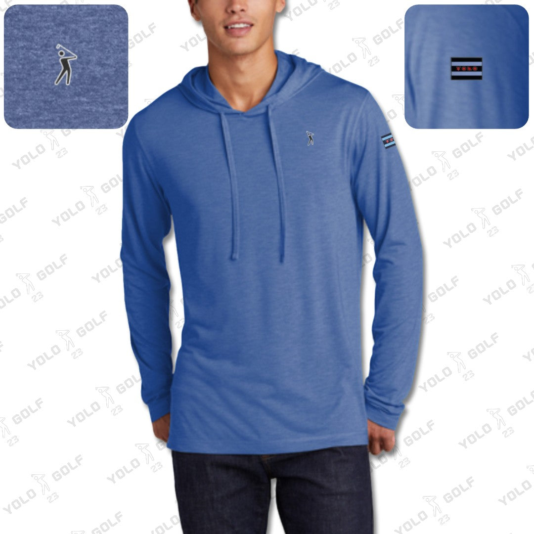 Royal Tri-Blend Moisture-Wicking Long Sleeve Hoodie from YOLO Golf Sportswear Activewear 