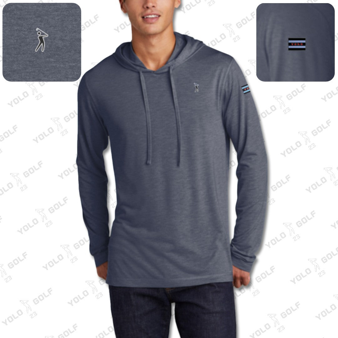 Navy Tri-Blend Moisture-Wicking Long Sleeve Hoodie from YOLO Golf Sportswear Activewear 