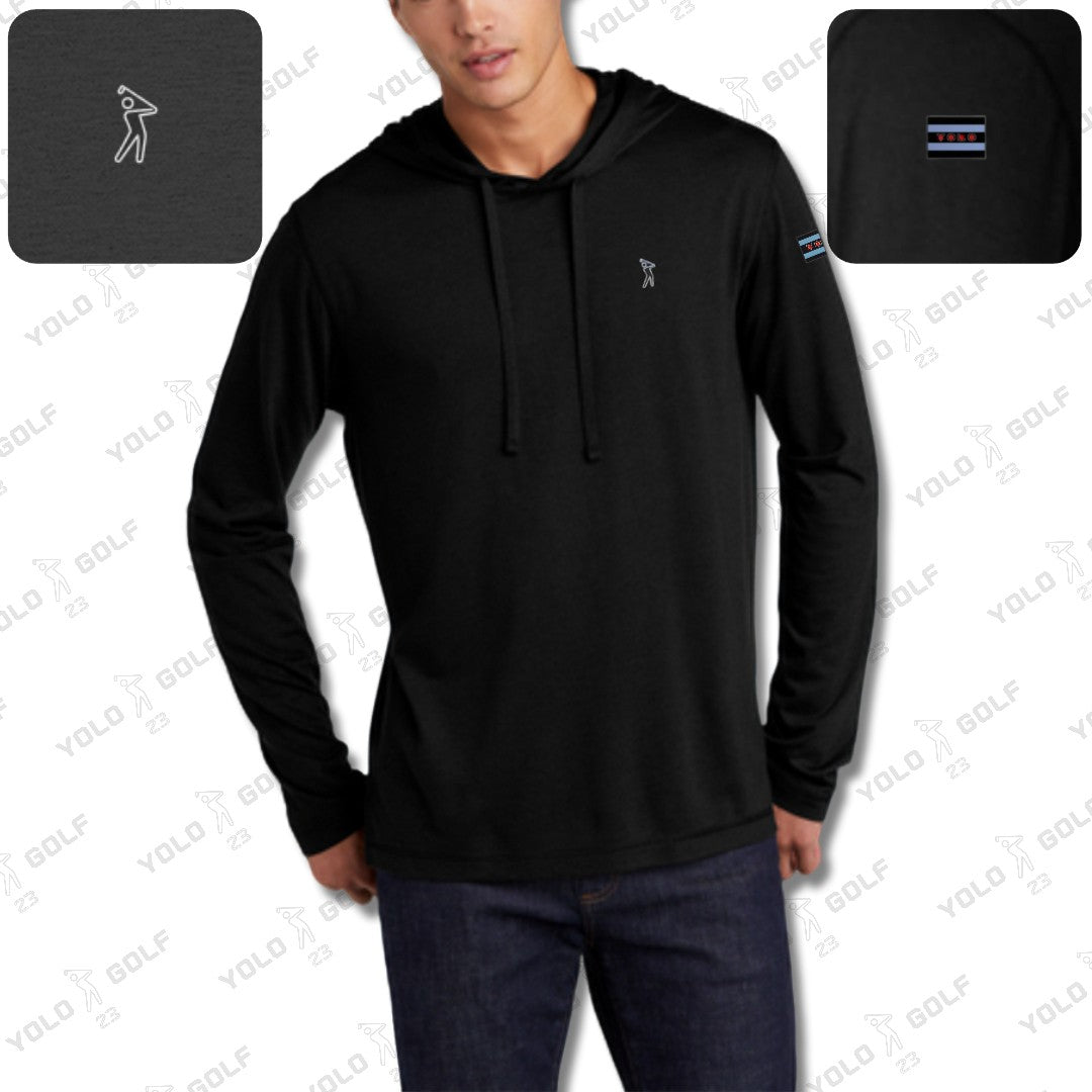 Black Tri-Blend Moisture-Wicking Long Sleeve Hoodie from YOLO Golf Sportswear Activewear 