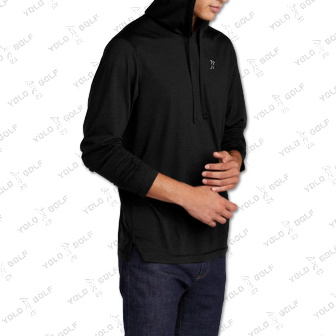 Black Tri-Blend Moisture-Wicking Long Sleeve Hoodie from YOLO Golf Sportswear Activewear 