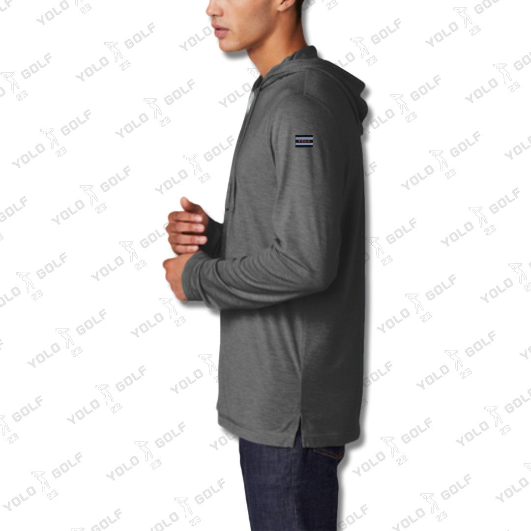 Gray Tri-Blend Moisture-Wicking Long Sleeve Hoodie from YOLO Golf Sportswear Activewear 