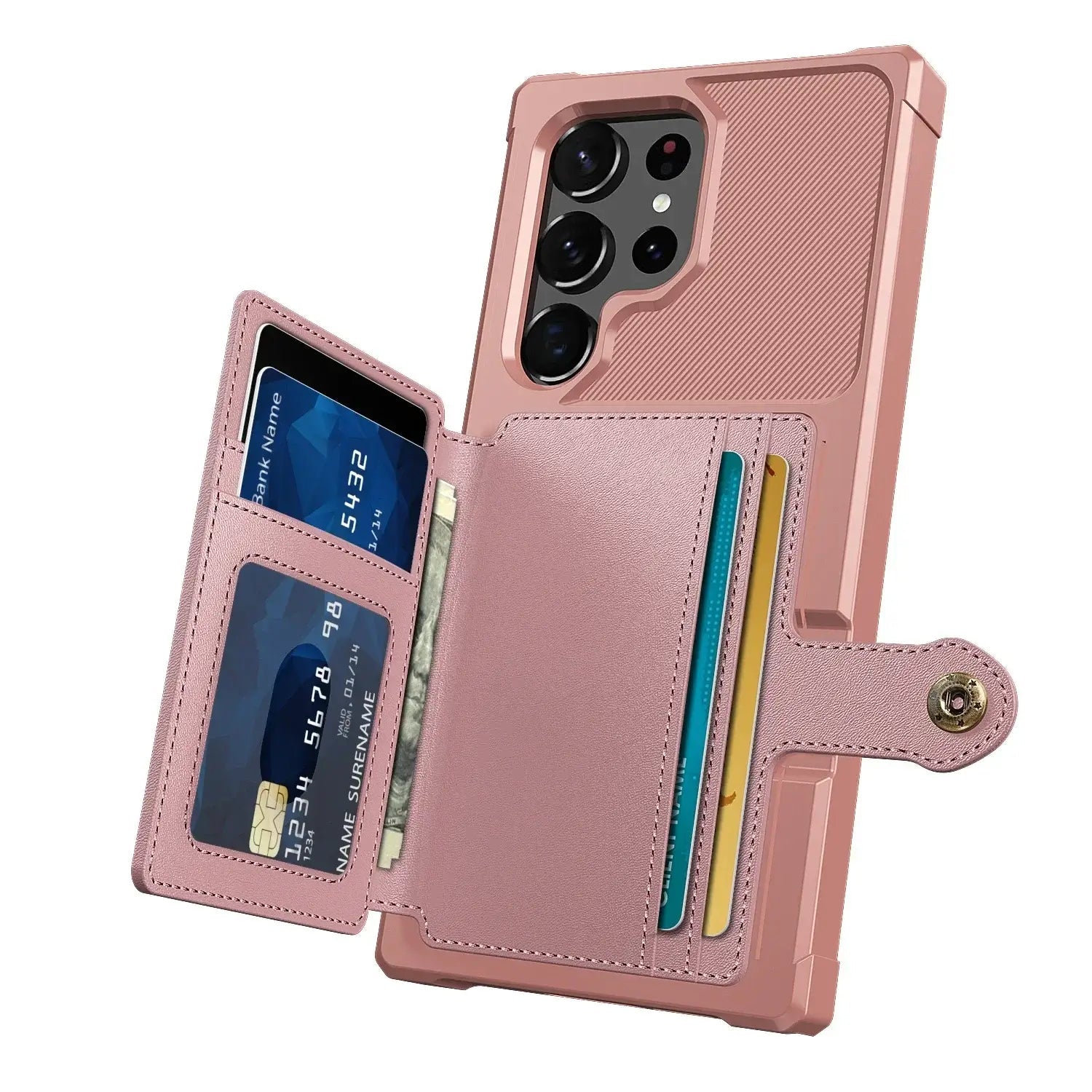 Leather Wallet Case Galaxy S24 S23 Ultra Plus Photo Pocket & 5-Card Holder MagSafe Charging trending Phone Accessories YOLO