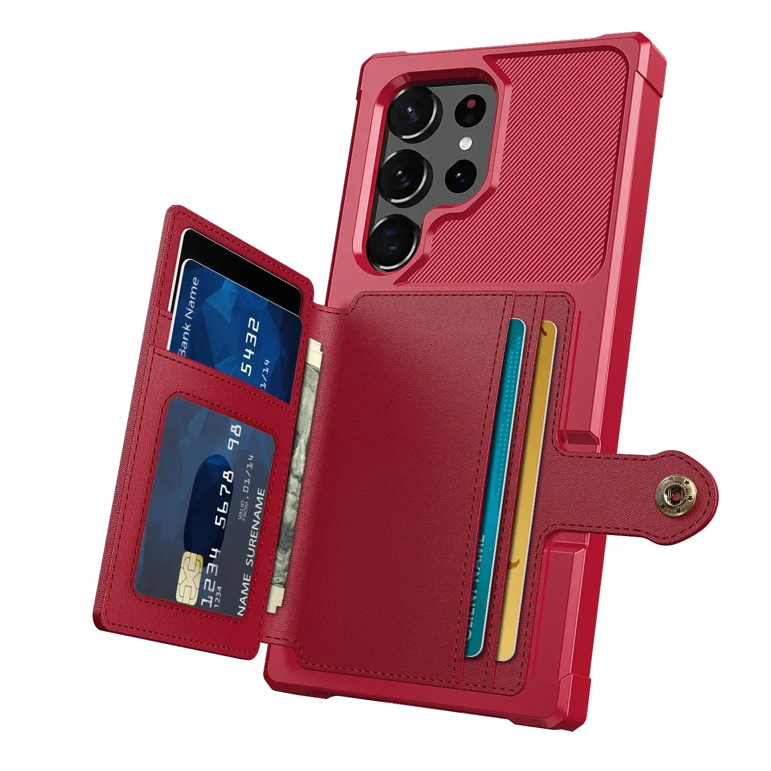 Leather Wallet Case Galaxy S24 S23 Ultra Plus Photo Pocket & 5-Card Holder MagSafe Charging trending Phone Accessories YOLO