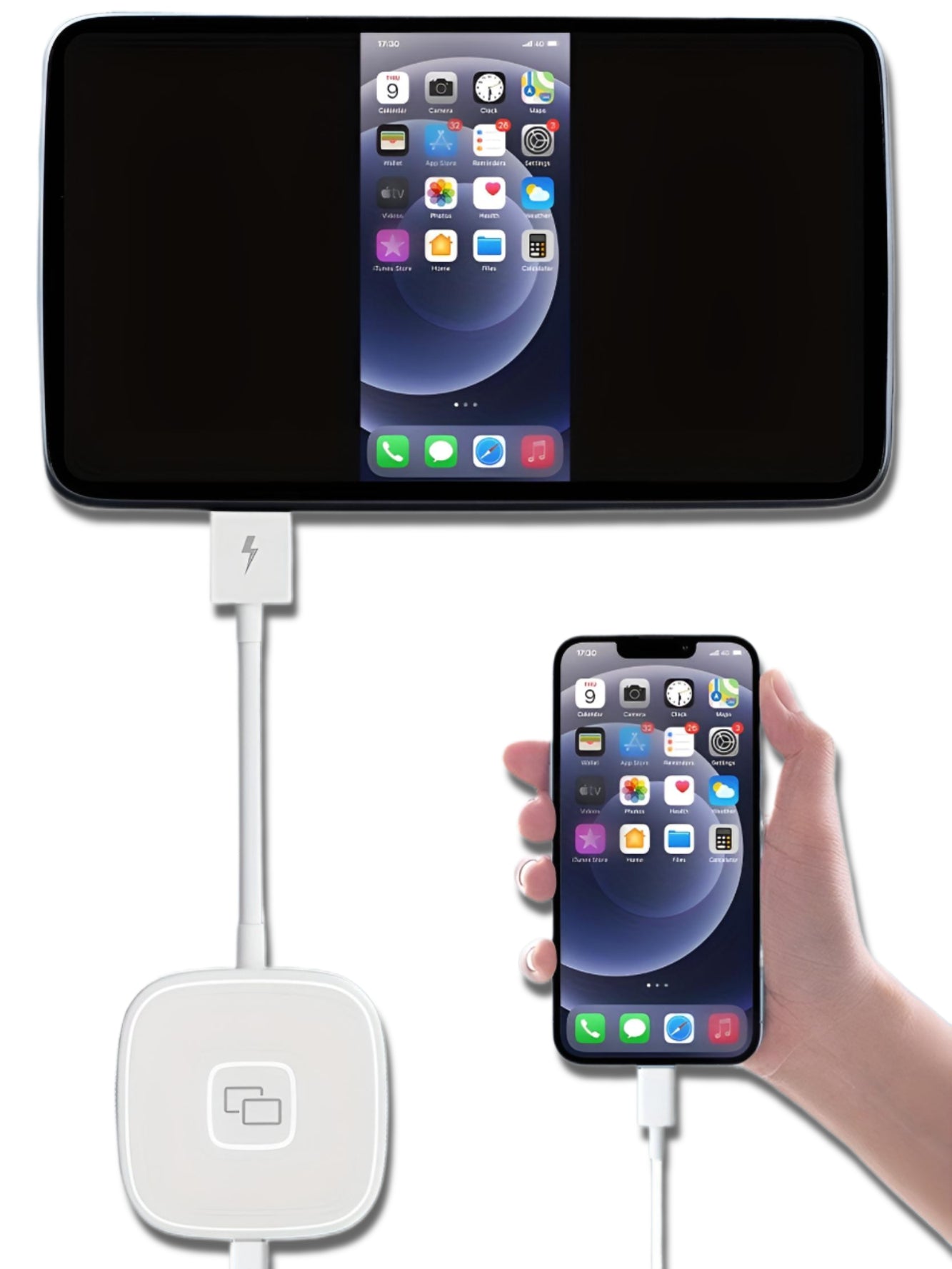 iPhone® to Car Screen Mirror Adapter for Carplay | Phone-to-Car Display via USB