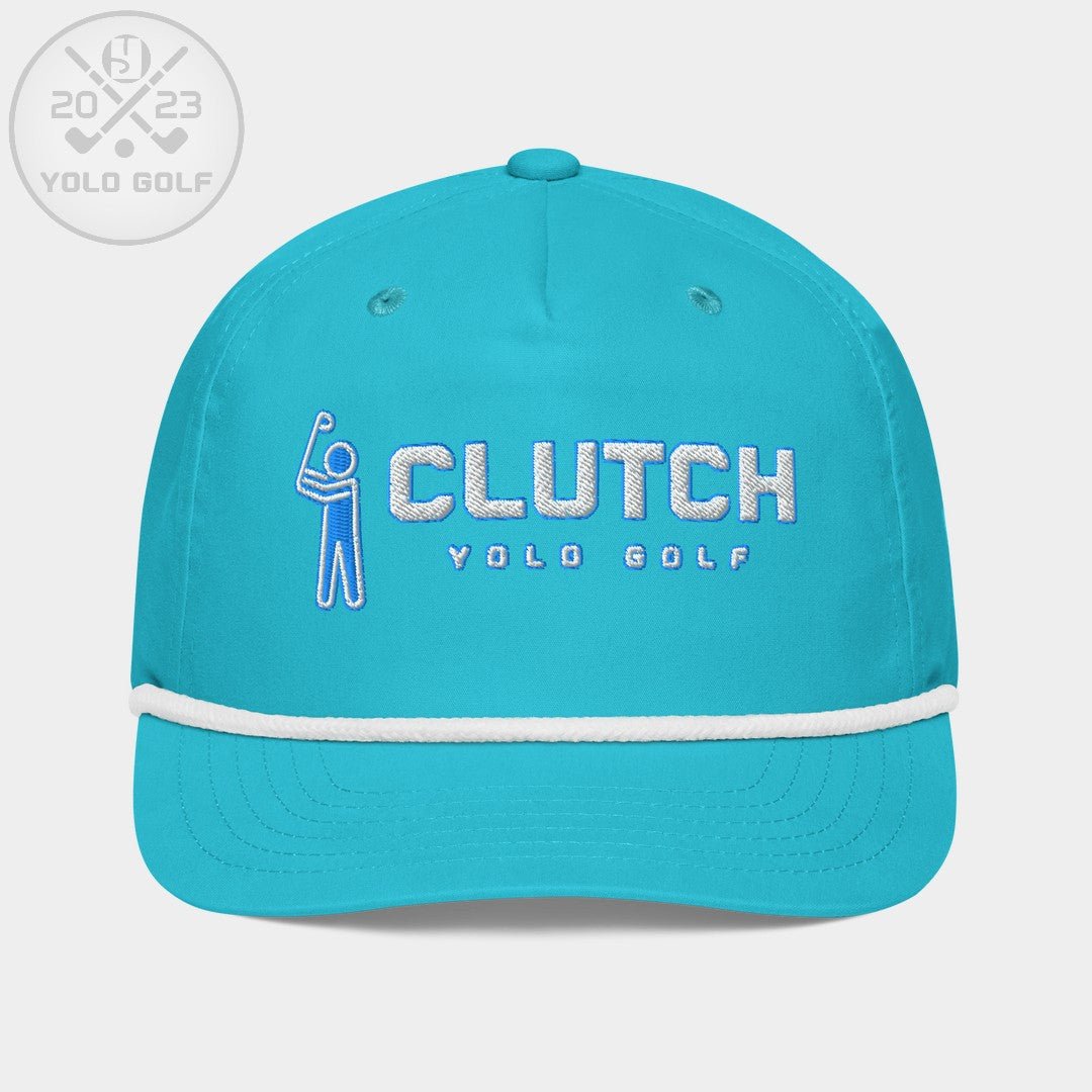 Shop "Clutch" Golf Rope Cap (White Teal Embroidery) on sale