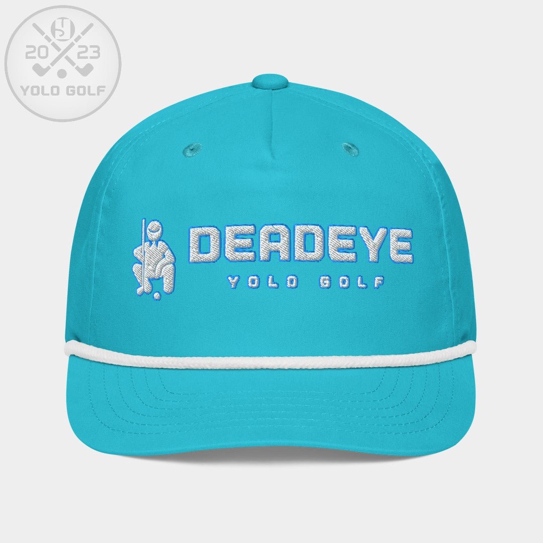 Shop "Deadeye" Golf Rope Cap (White Teal Embroidery) on sale