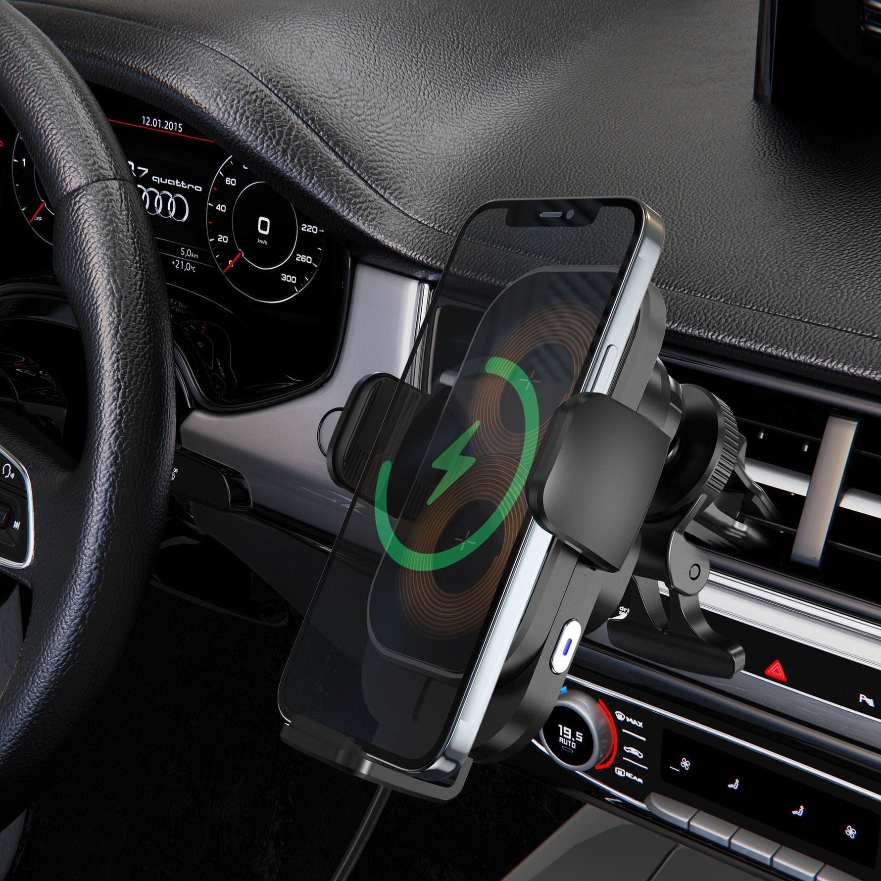 DuoCharge Fast Charging Car Phone Mount | Double Charging Coil | 2-in-1 Strong Suction + Air Vent Phone Holder YOLO Yard