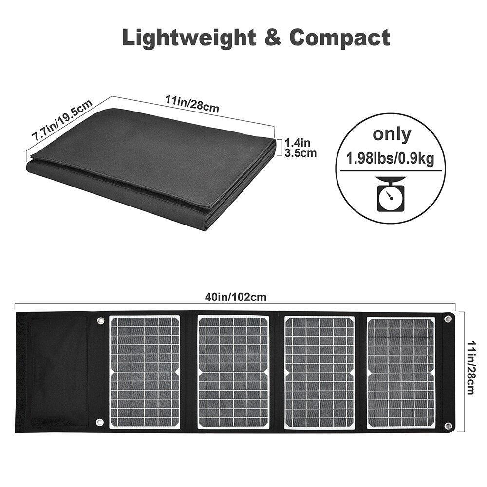 EcoLite Charge Foldable Portable Solar Panels | Powerful 45W Output Lightweight & Waterproof Power 3 Devices Low Sunlight