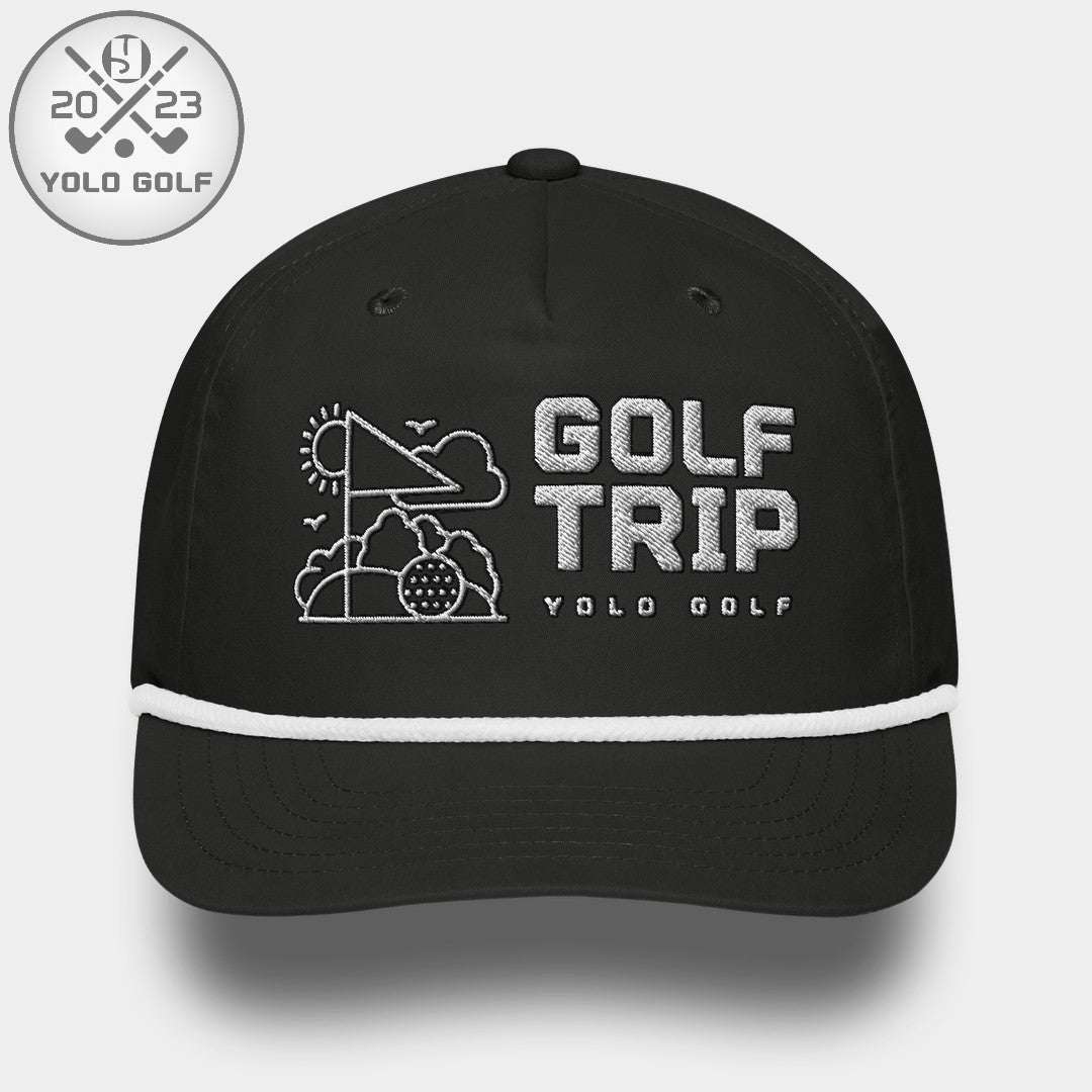 Shop "Golf Trip" Rope Cap (Silver/Black Embroidery) on sale