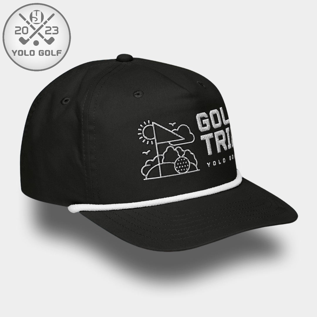 Shop "Golf Trip" Rope Cap (Silver/Black Embroidery) on sale