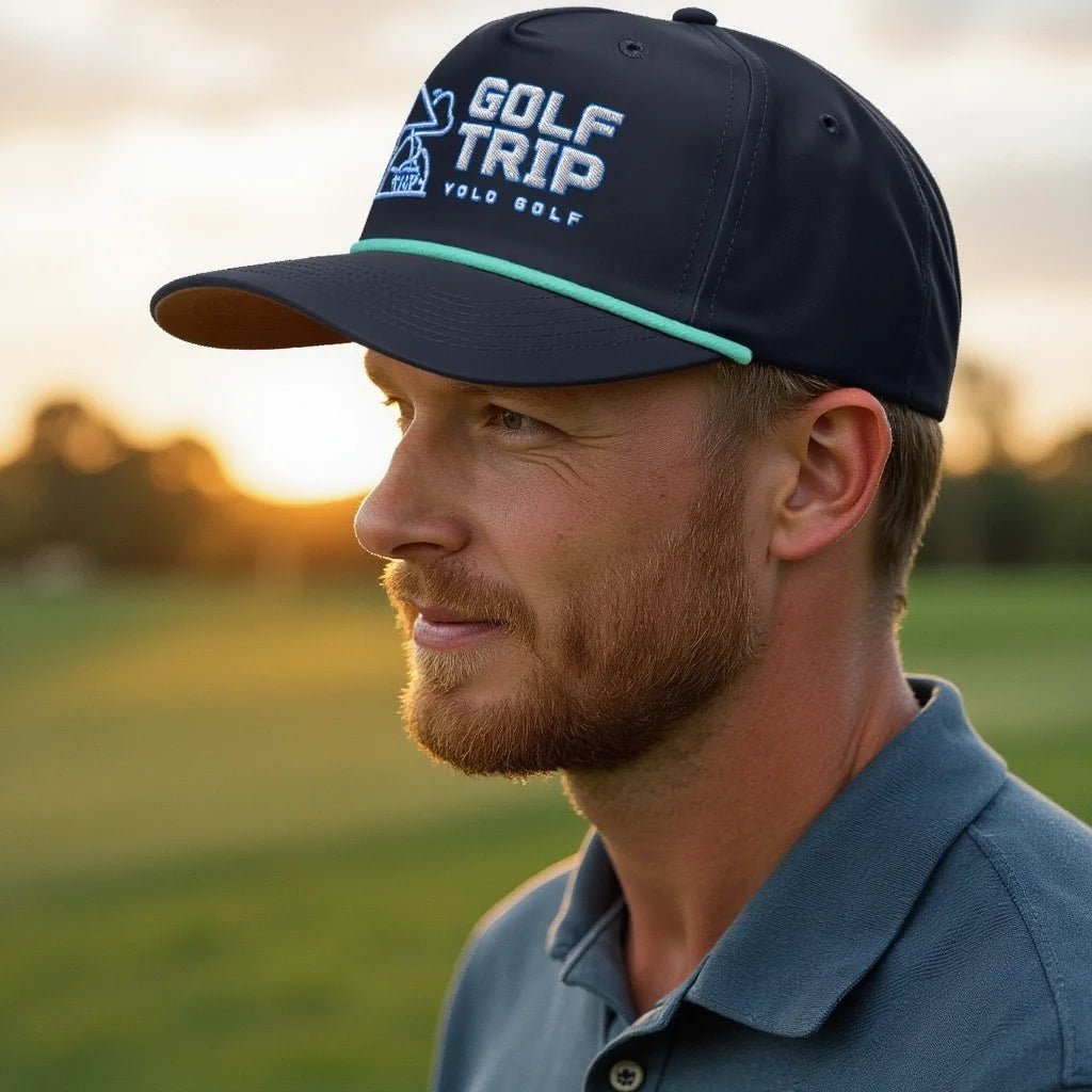 Shop "Golf Trip" Rope Cap (White Teal Embroidery) on sale