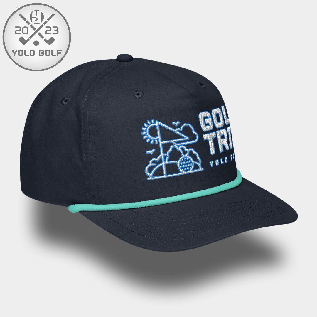 Shop "Golf Trip" Rope Cap (White Teal Embroidery) on sale