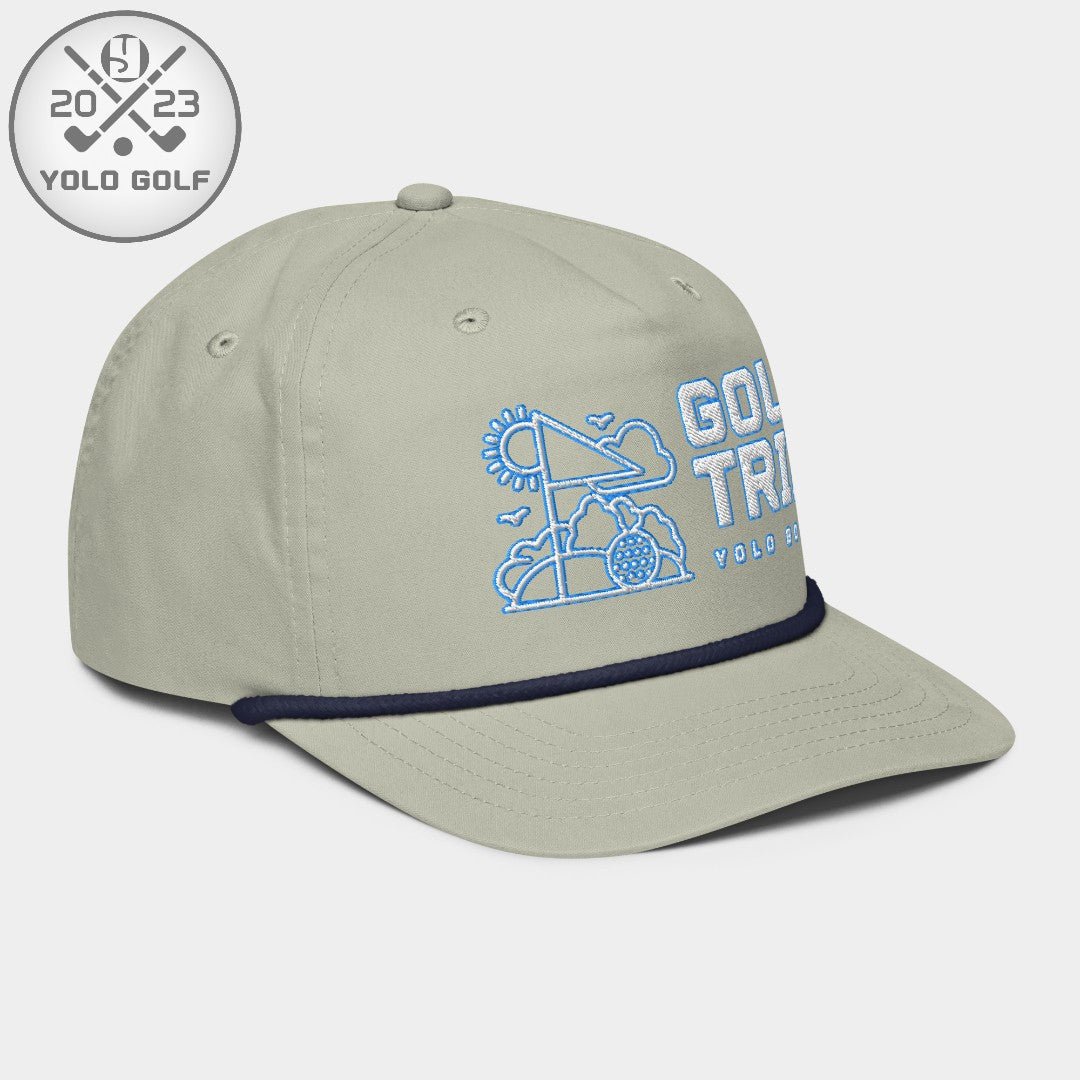 Shop "Golf Trip" Rope Cap (White Teal Embroidery) on sale