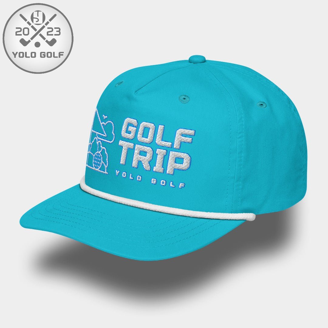 Shop "Golf Trip" Rope Cap (White Teal Embroidery) on sale