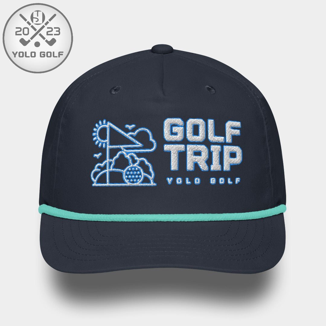 Shop "Golf Trip" Rope Cap (White Teal Embroidery) on sale