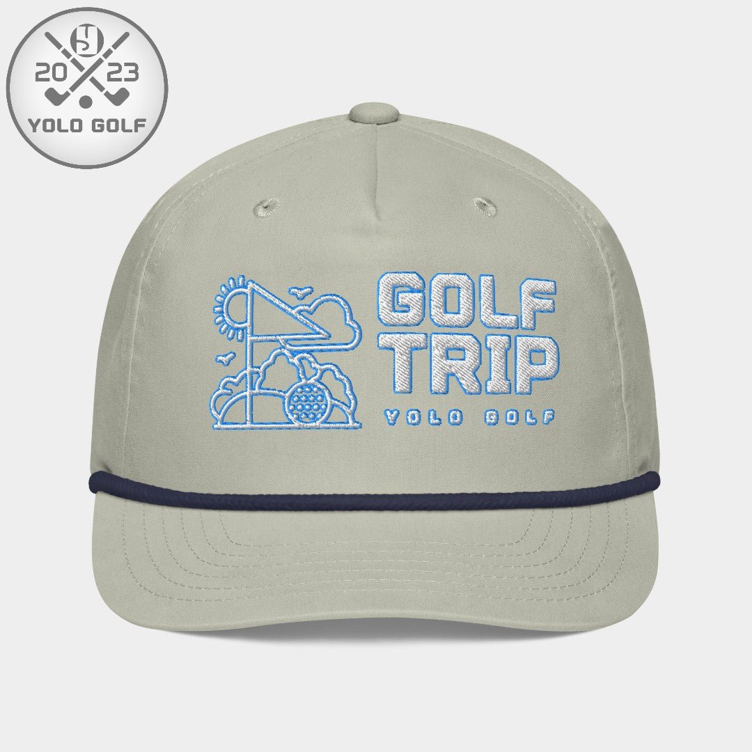 Shop "Golf Trip" Rope Cap (White Teal Embroidery) on sale