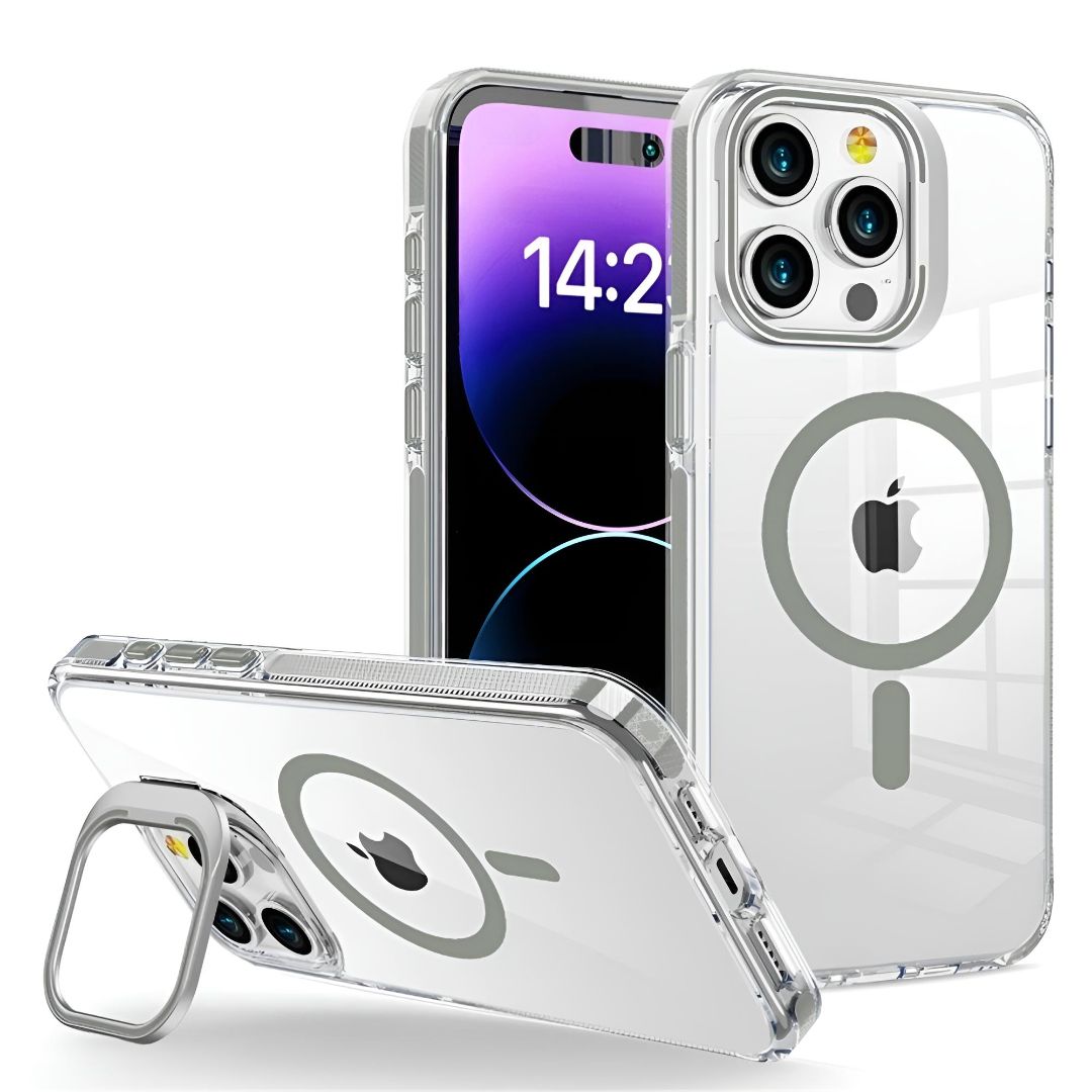 Shop GripClear Elite: Anti - Drop Lens Stand MagSafe iPhone Case | Shockproof Corner Airbags on sale