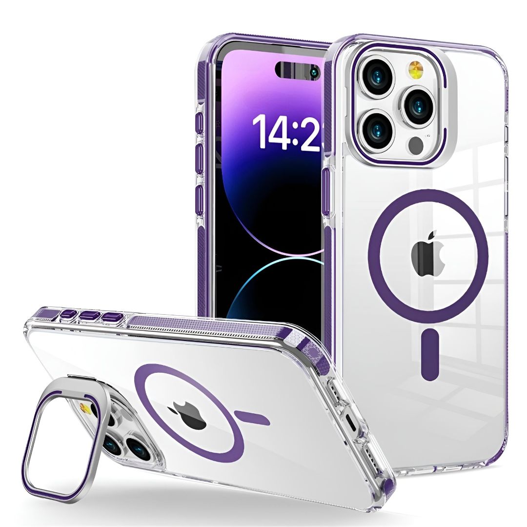 Shop GripClear Elite: Anti - Drop Lens Stand MagSafe iPhone Case | Shockproof Corner Airbags on sale